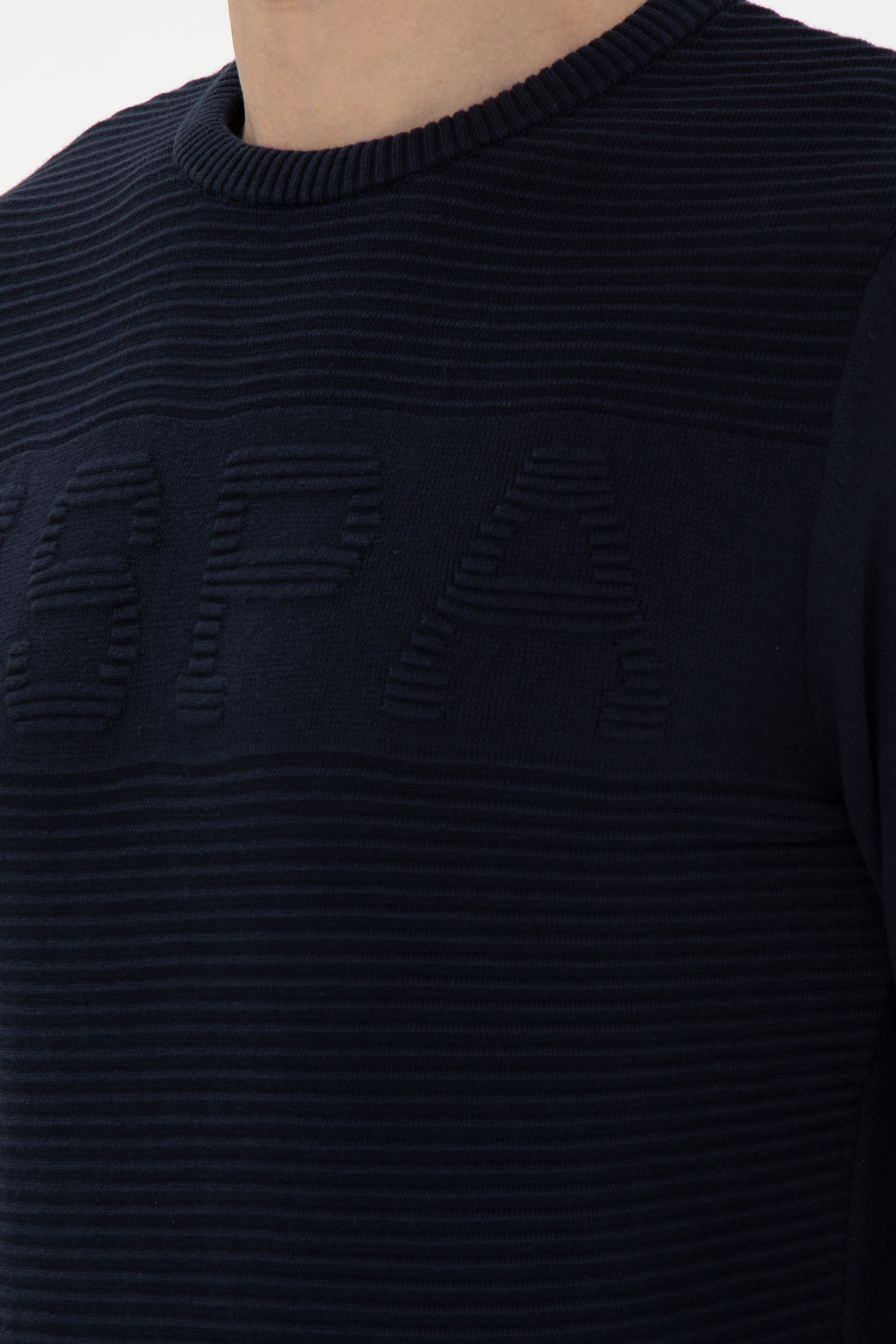 Erkek Slim Fit Bisiklet Yaka Lacivert Kazak