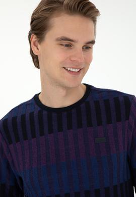 Erkek Regular Fit Bisiklet Yaka Mor Sweatshirt - 50290623007