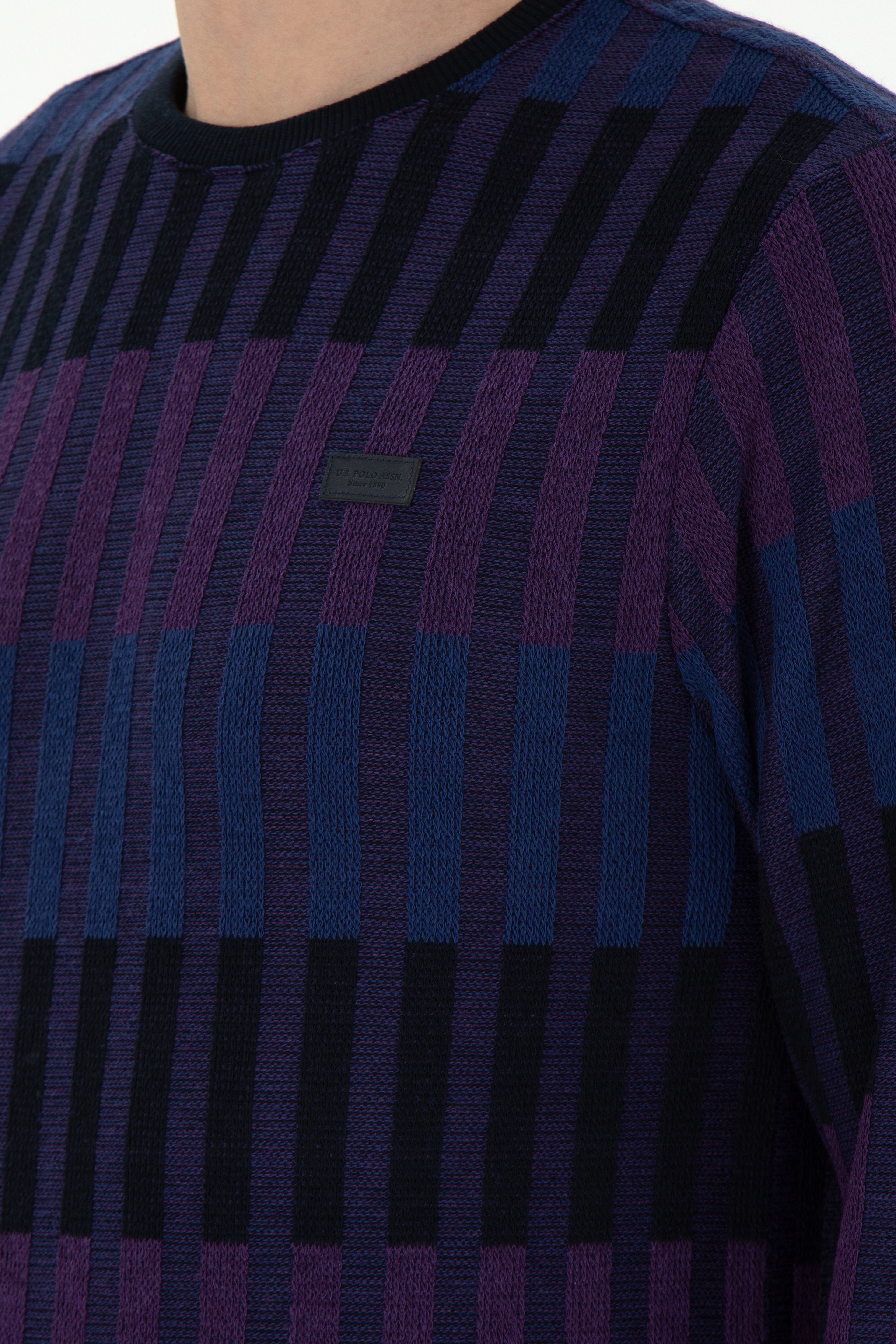 Erkek Regular Fit Bisiklet Yaka Mor Sweatshirt - Image 7