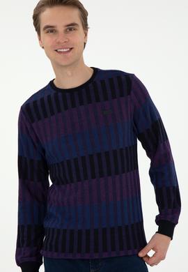 Erkek Regular Fit Bisiklet Yaka Mor Sweatshirt - 50290623007