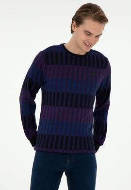 Erkek Regular Fit Bisiklet Yaka Mor Sweatshirt - 50290623007