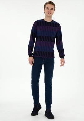 Erkek Regular Fit Bisiklet Yaka Mor Sweatshirt - 50290623007