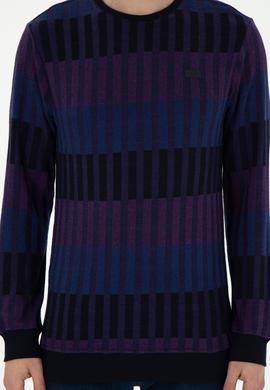 Erkek Regular Fit Bisiklet Yaka Mor Sweatshirt - 50290623007