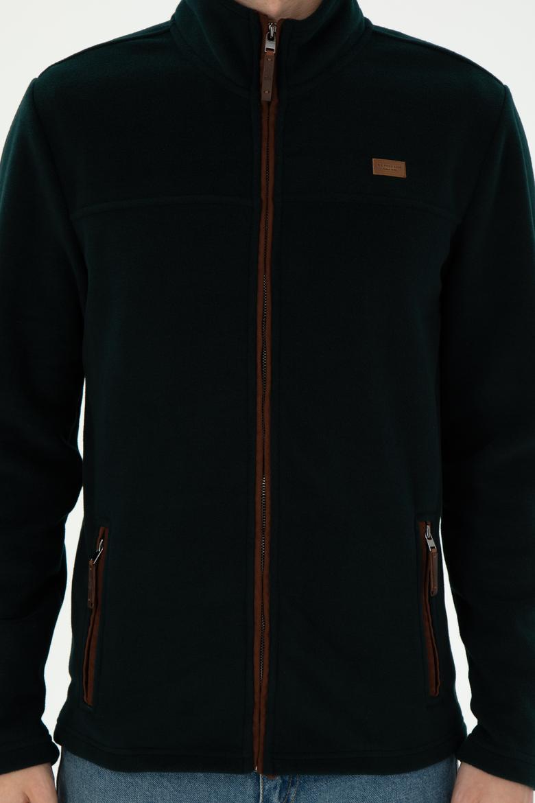 Erkek Koyu Yeşil  Polar Örme Hırka - 50290594029