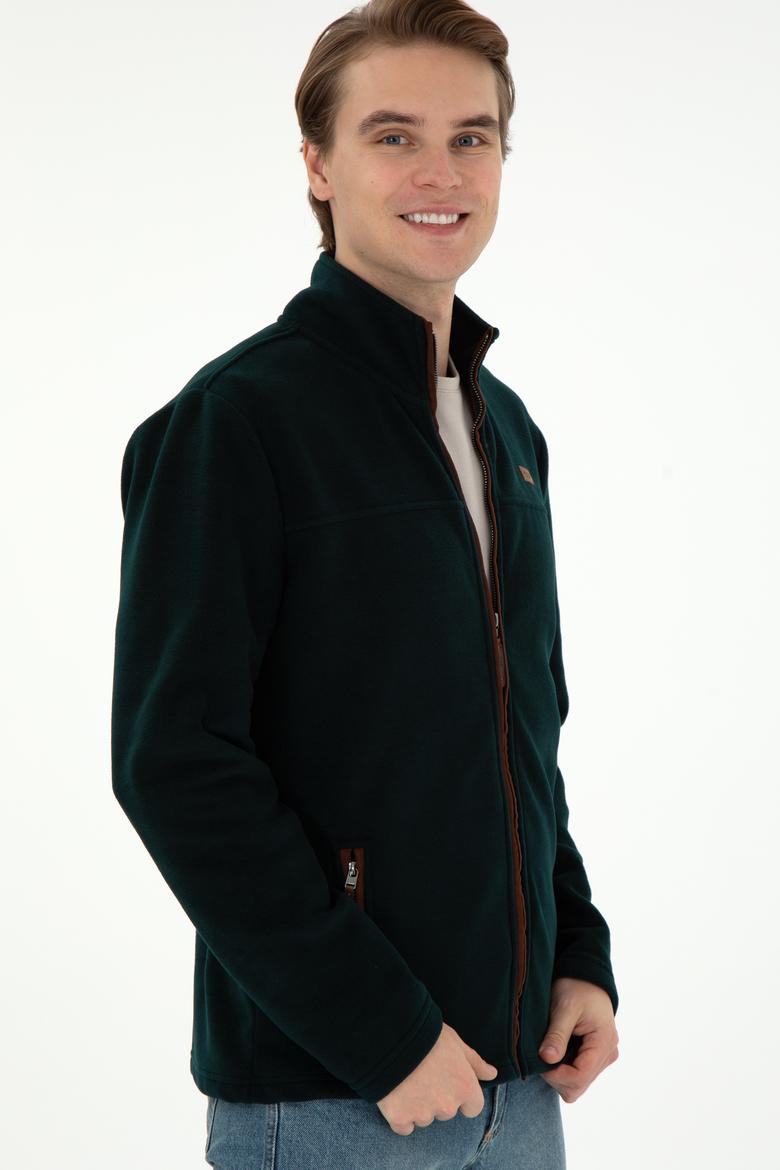 Erkek Koyu Yeşil  Polar Örme Hırka - 50290594029