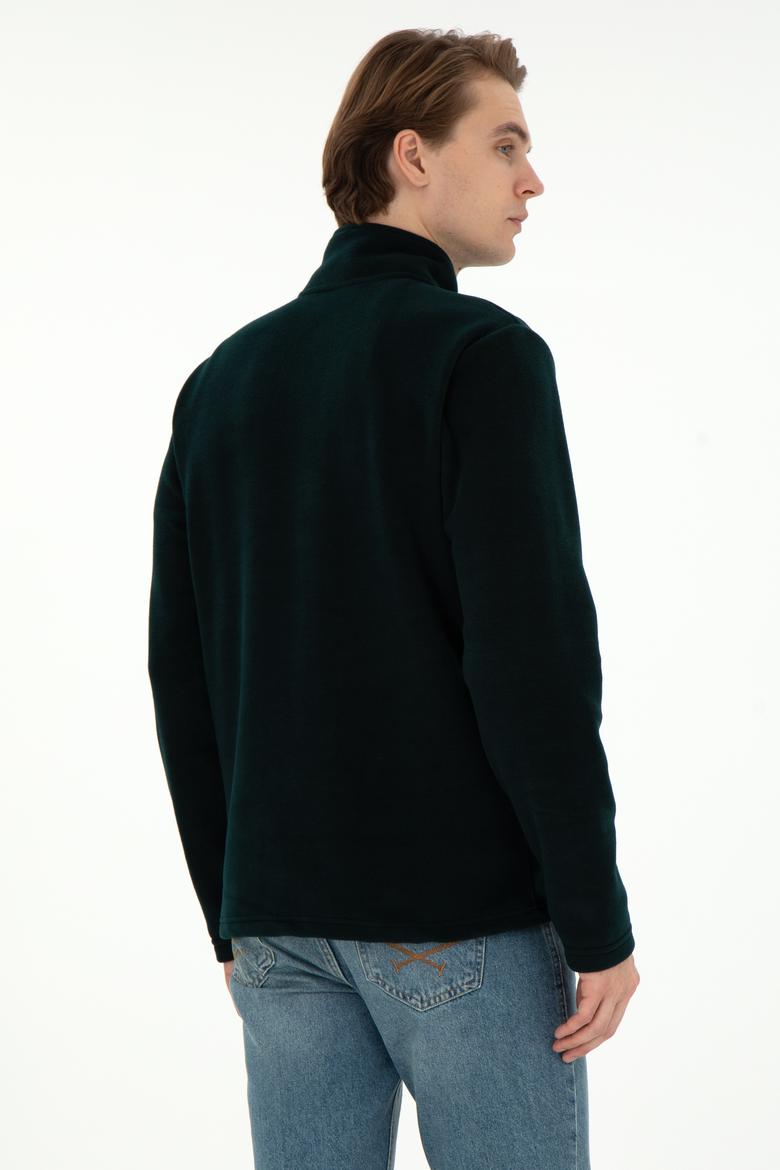 Erkek Koyu Yeşil  Polar Örme Hırka - 50290594029