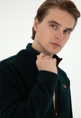 Erkek Koyu Yeşil  Polar Örme Hırka - 50290594029