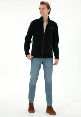 Erkek Koyu Yeşil  Polar Örme Hırka - 50290594029