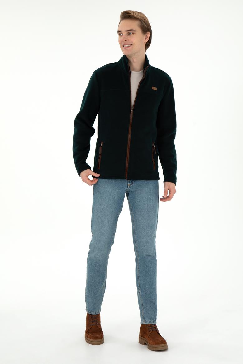 Erkek Koyu Yeşil  Polar Örme Hırka - 50290594029