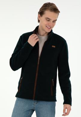 Erkek Koyu Yeşil  Polar Örme Hırka - 50290594029