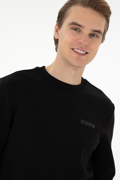 Erkek Regular Fit Bisiklet Yaka Siyah Sweatshirt