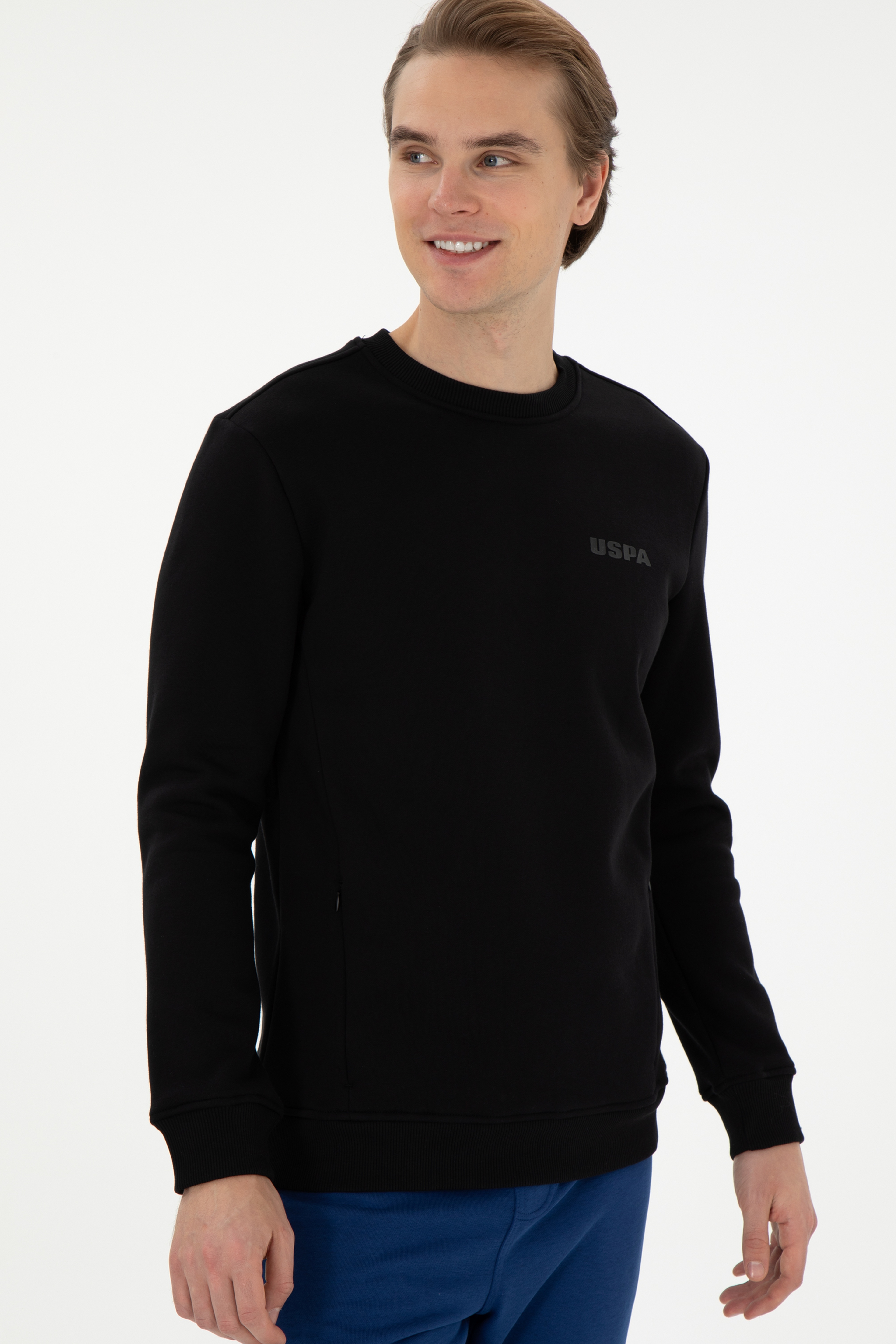 Erkek Regular Fit Bisiklet Yaka Siyah Sweatshirt