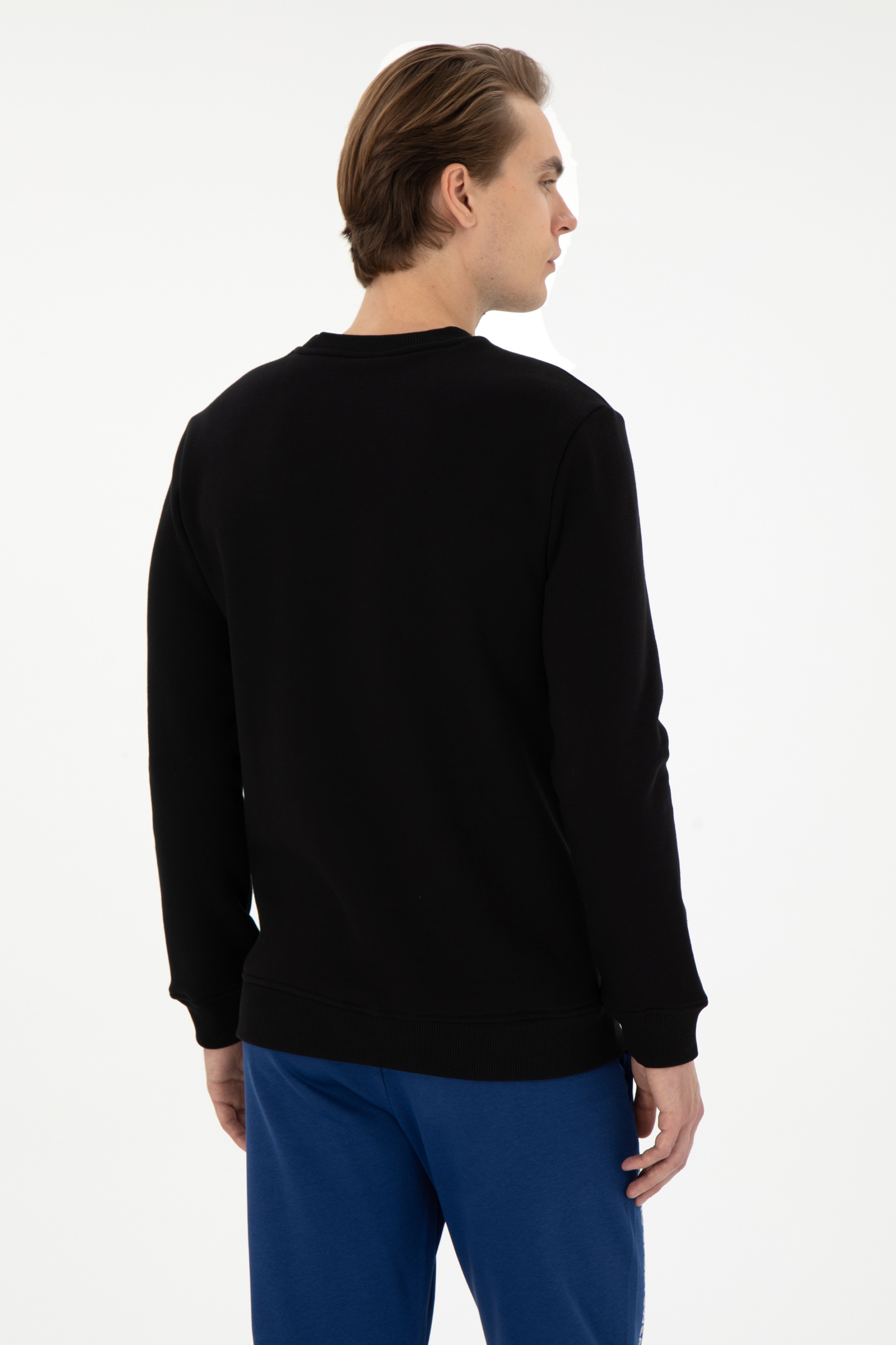 Erkek Regular Fit Bisiklet Yaka Siyah Sweatshirt