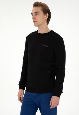 Erkek Regular Fit Bisiklet Yaka Siyah Sweatshirt - 50292362037