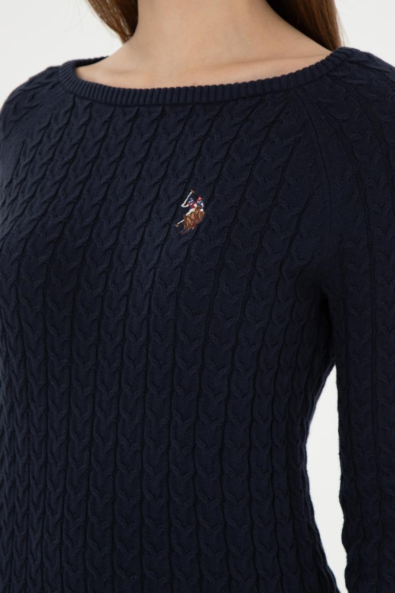 Kadın Lacivert Basic Biklet Yaka Kazak - 50288981004