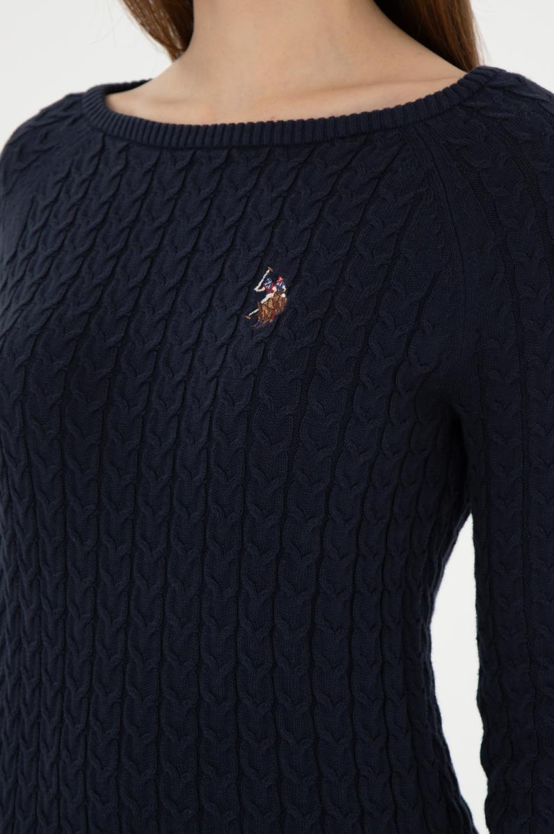 Kadın Lacivert Basic Biklet Yaka Kazak