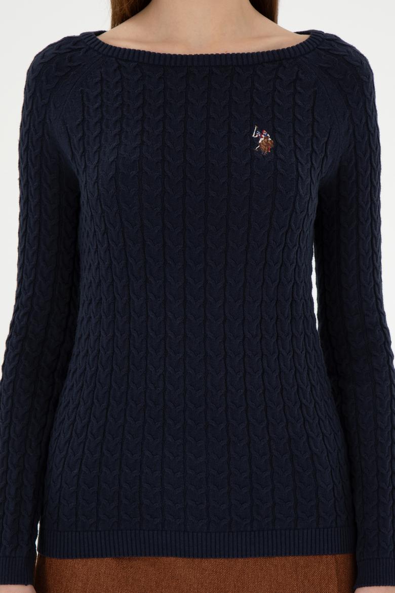 Kadın Lacivert Basic Biklet Yaka Kazak - 50288981004