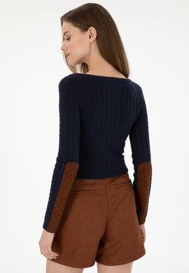 Kadın Lacivert Basic Biklet Yaka Kazak - 50288981004