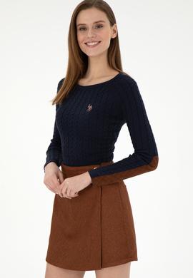 Kadın Lacivert Basic Biklet Yaka Kazak - 50288981004