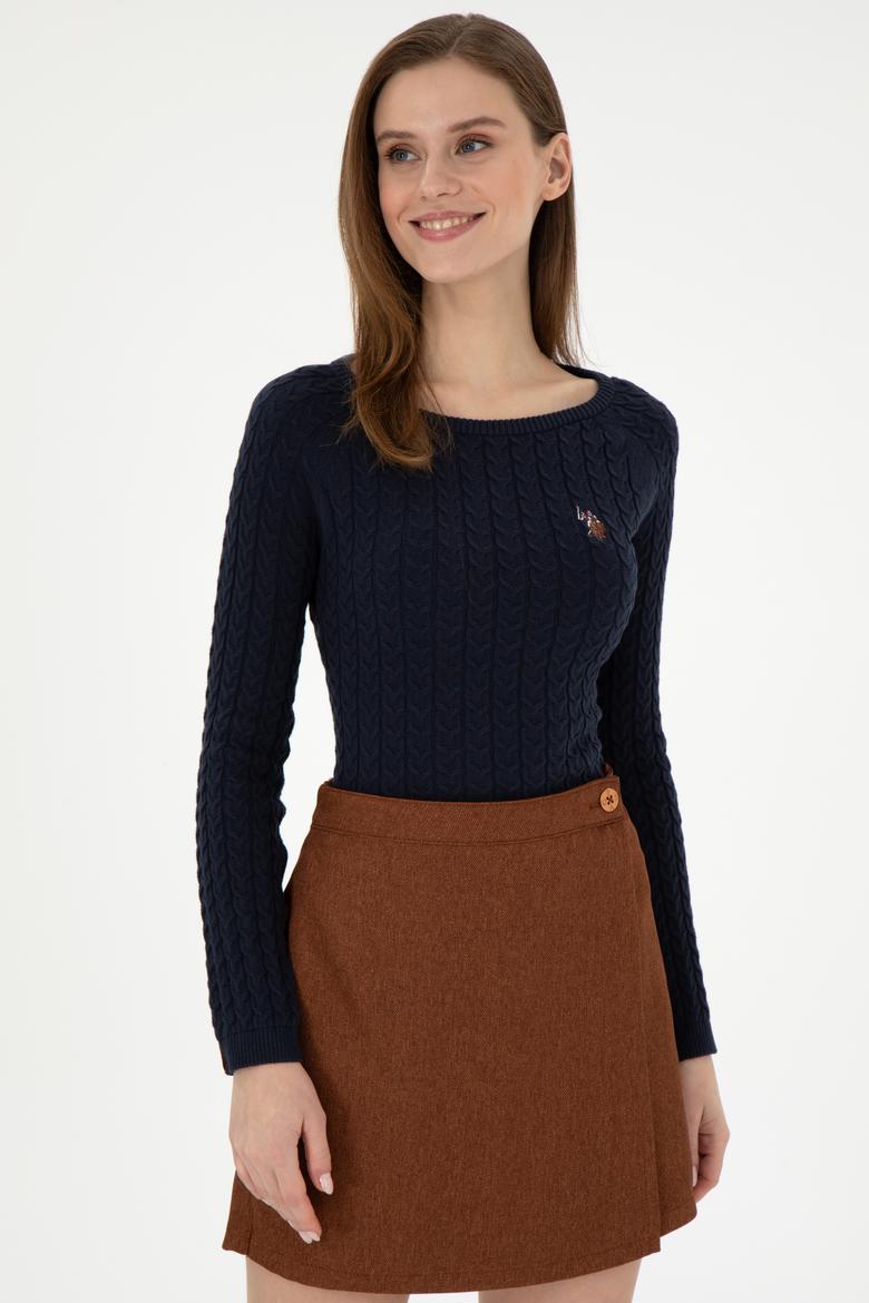 Kadın Lacivert Basic Biklet Yaka Kazak - 50288981004