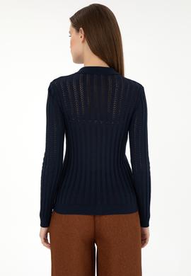 Kadın Lacivert Polo Yaka Kazak - 50293129012