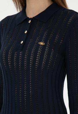 Kadın Lacivert Polo Yaka Kazak - 50293129012