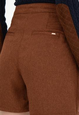 Kadın Kahverengi Mini Boy Dokuma Şort Etek - 50290931004