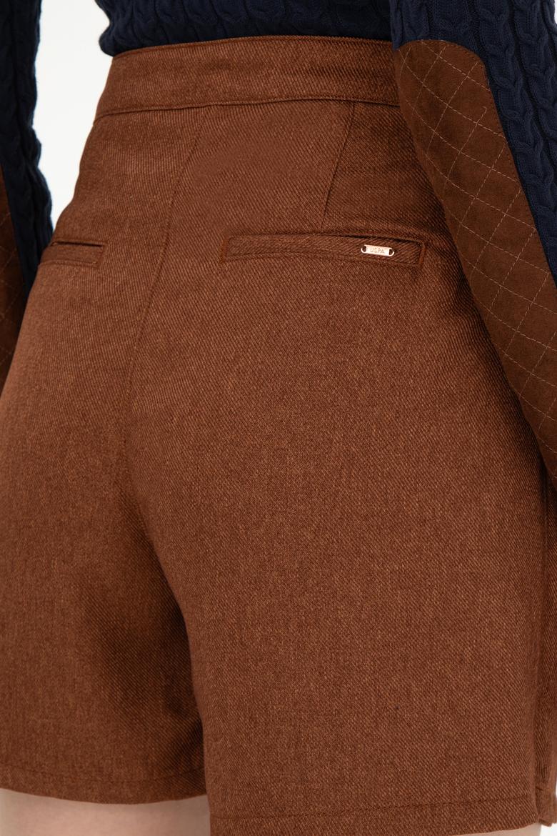 Kadın Kahverengi Mini Boy Dokuma Şort Etek - 50290931004