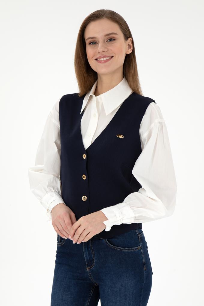 Kadın Lacivert Triko Yelek