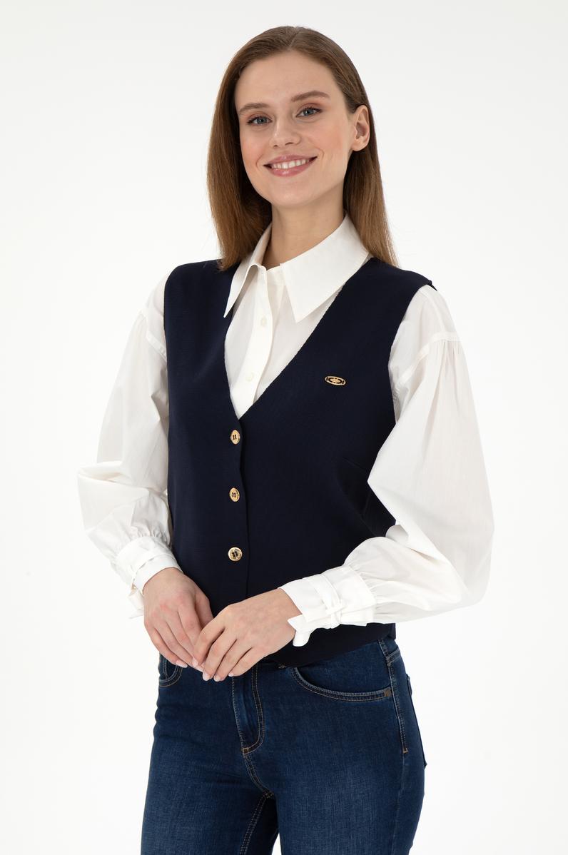 Kadın Lacivert Triko Yelek