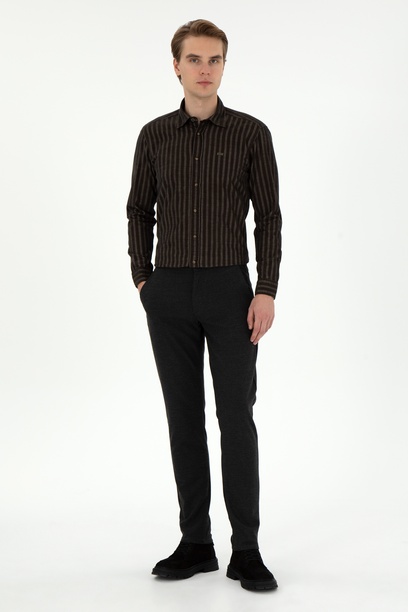 Erkek Slim Fit Antrasit Kanvas Pantolon