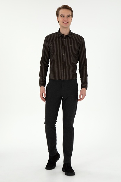 Erkek Slim Fit Antrasit Kanvas Pantolon