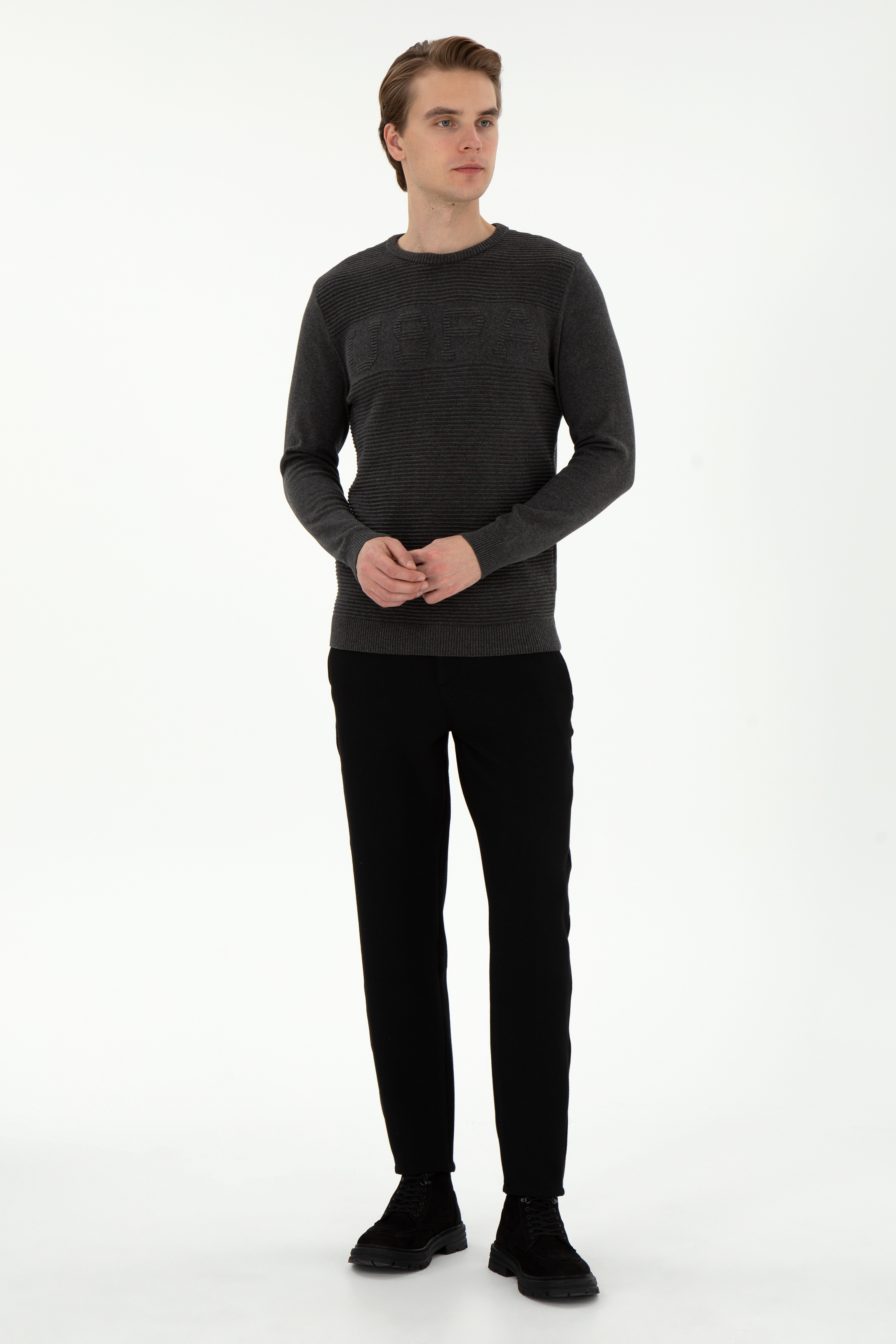 Erkek Jogger Fit Siyah Kanvas Pantolon - Image 3