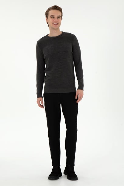 Erkek Jogger Fit Siyah Kanvas Pantolon