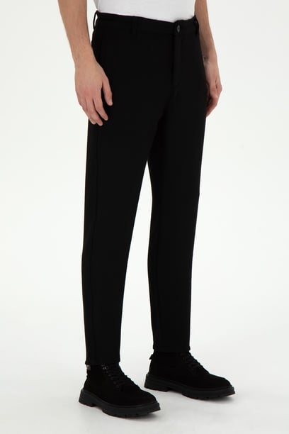 Erkek Jogger Fit Siyah Kanvas Pantolon