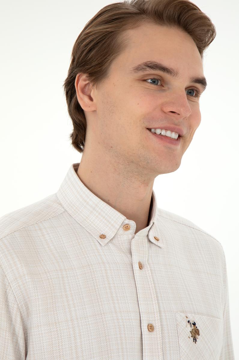 Erkek Kum Uzun Kollu Gömlek