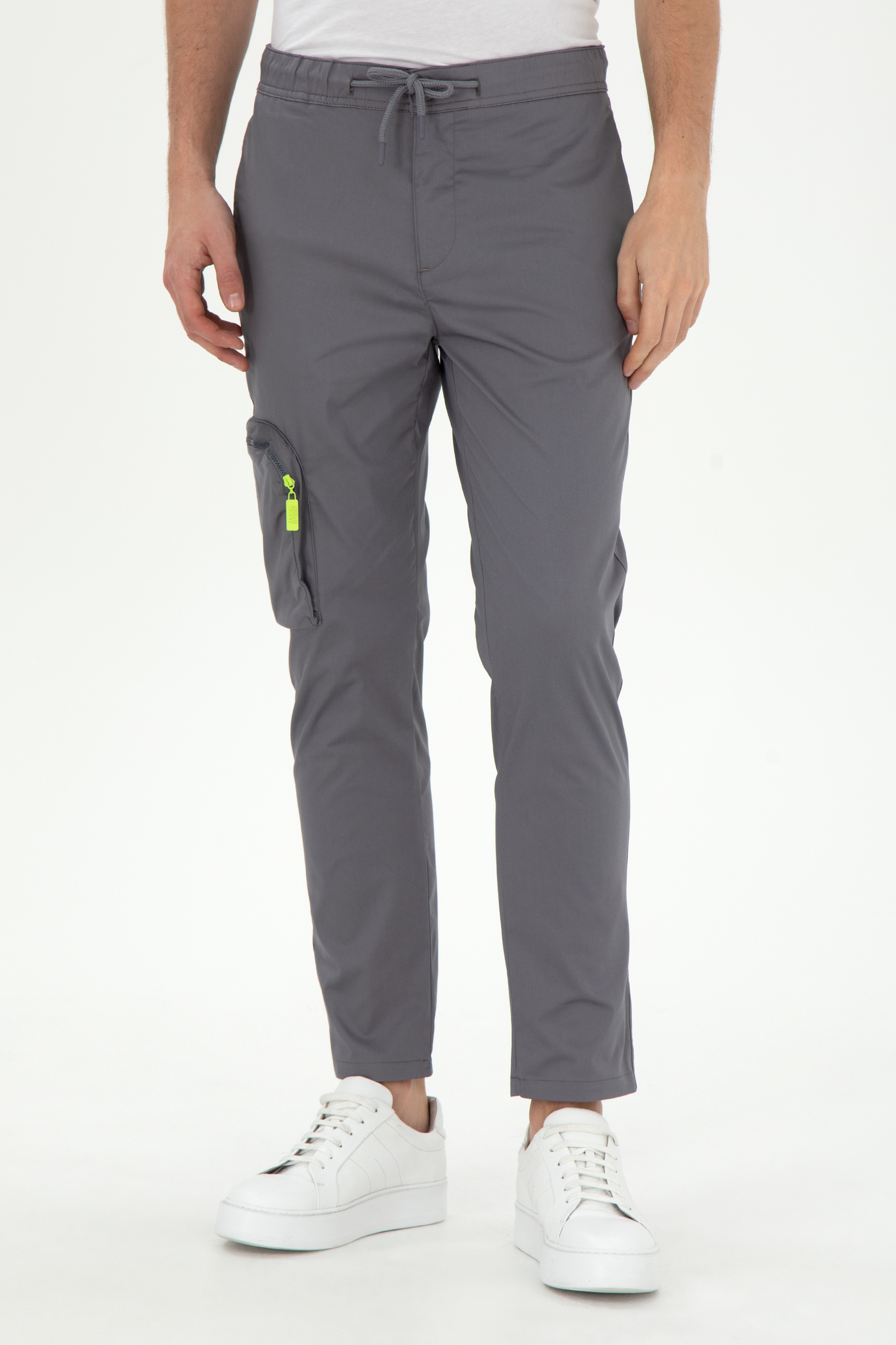 Erkek Carrot Fit Gri Kanvas Pantolon