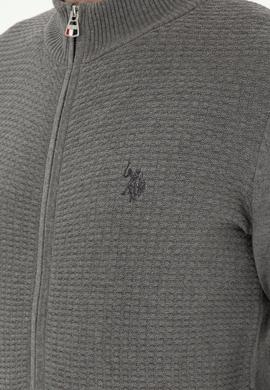 Erkek Gri Melanj Basic Triko Hırka - 50294738023