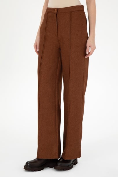 Kadın Kahverengi Loose Fit Kanvas Pantolon