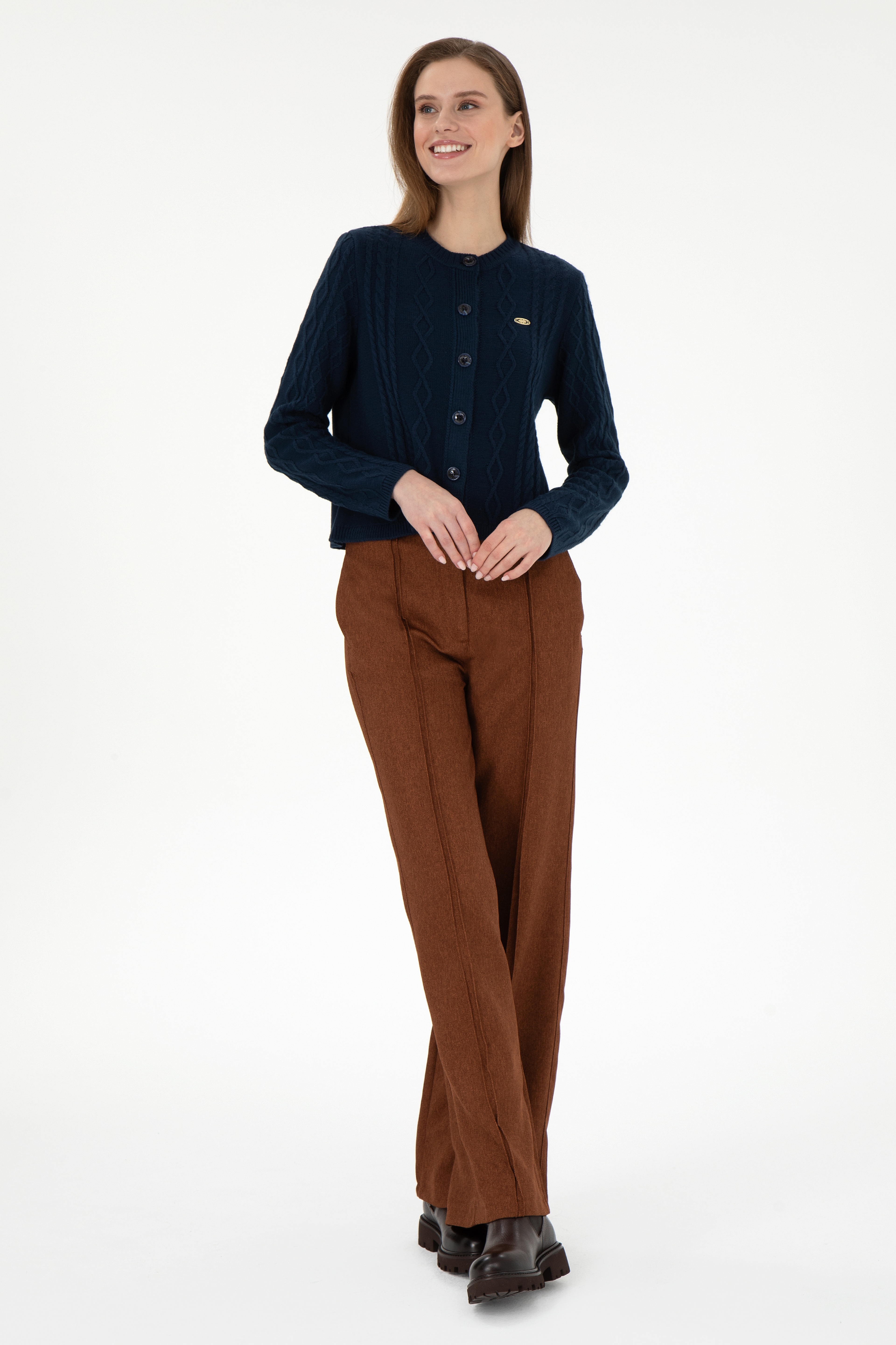 Kadın Kahverengi Loose Fit Kanvas Pantolon