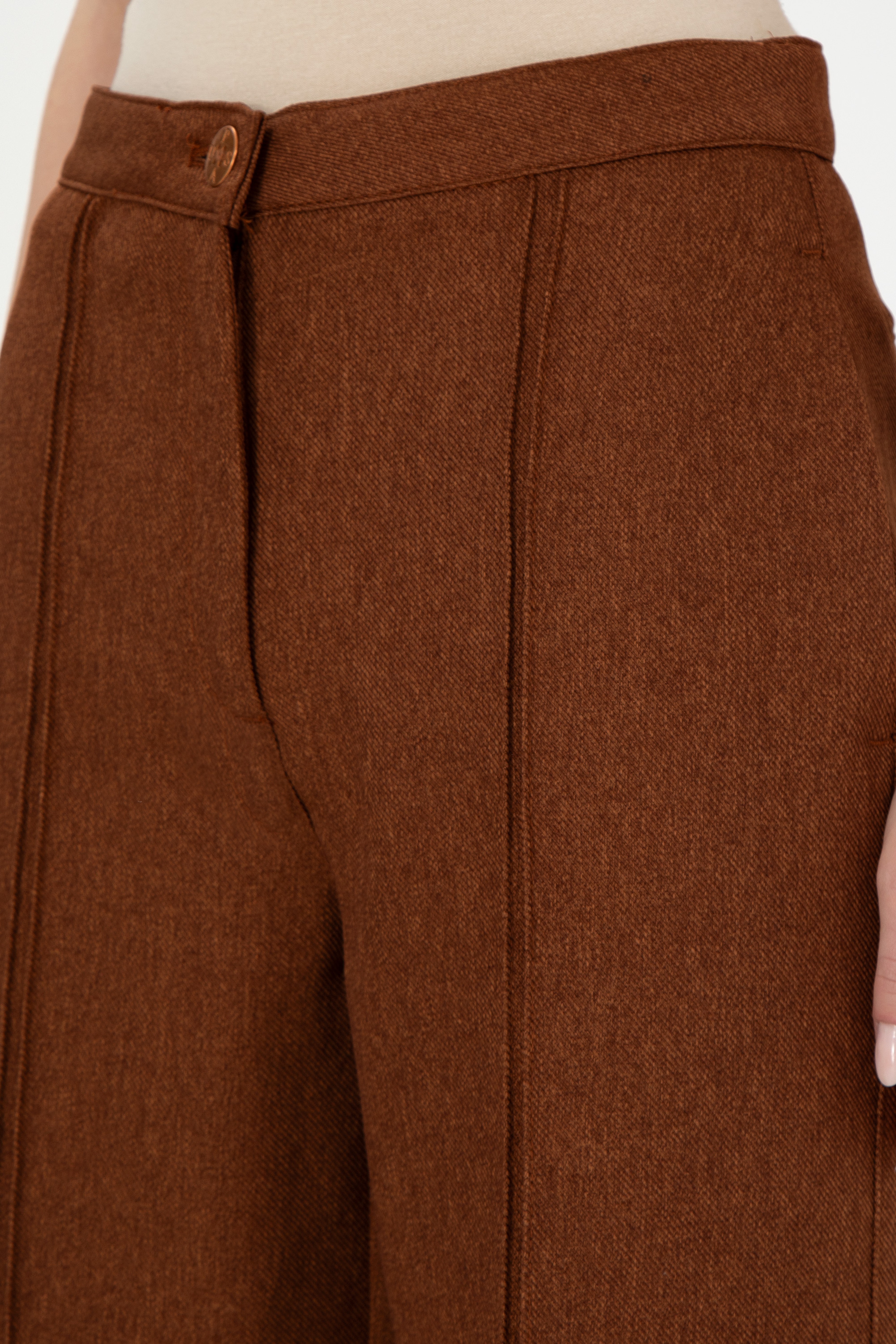 Kadın Kahverengi Loose Fit Kanvas Pantolon - Image 5