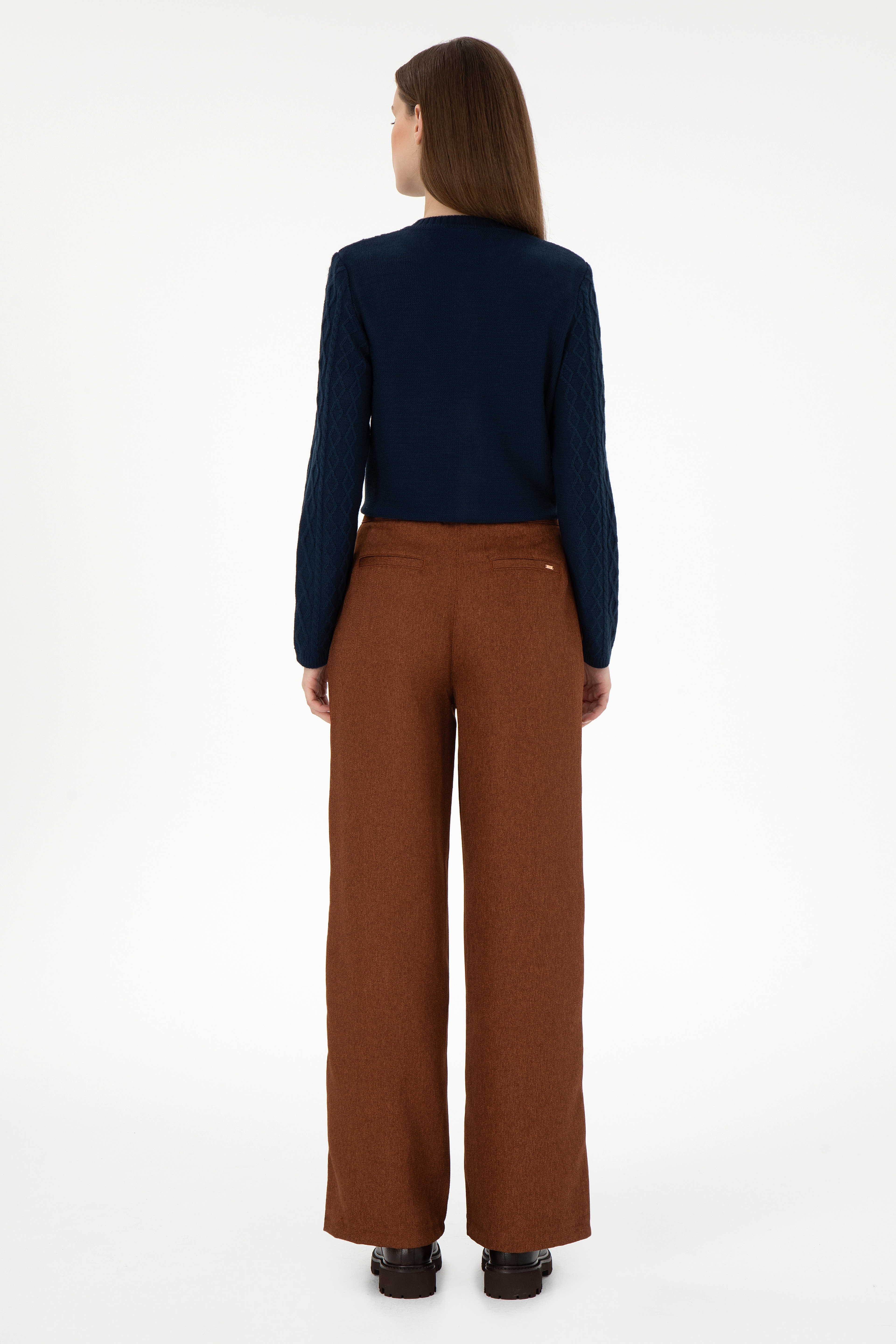 Kadın Kahverengi Loose Fit Kanvas Pantolon