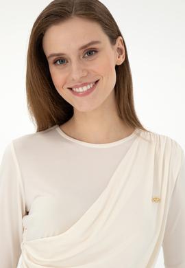 Kadın Krem Bisiklet Yaka Sweatshırt - 50291561044