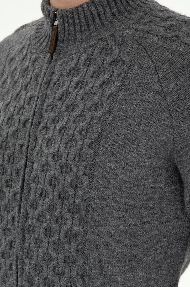 Erkek Gri Melanj Triko Hırka