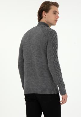 Erkek Gri Melanj Triko Hırka - 50294136015