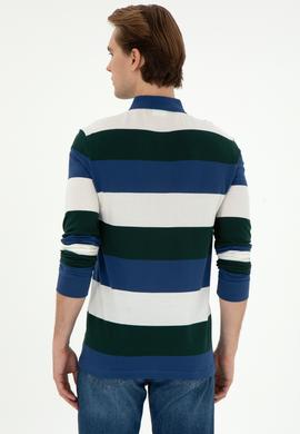 Erkek Regular Fit Polo Yaka Koyu Yeşil Sweatshirt - 50293428091