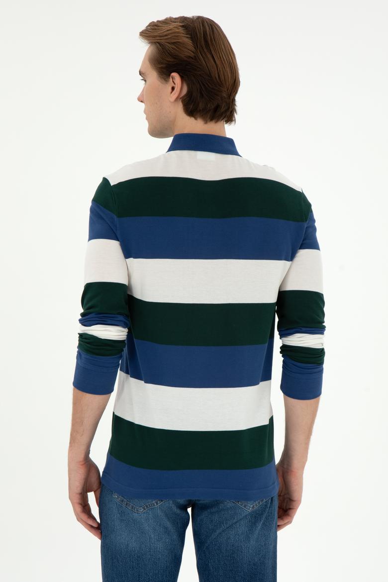 Erkek Regular Fit Polo Yaka Koyu Yeşil Sweatshirt - 50293428091