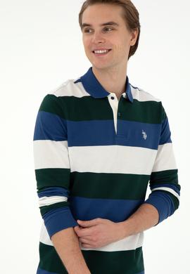 Erkek Regular Fit Polo Yaka Koyu Yeşil Sweatshirt - 50293428091