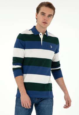 Erkek Regular Fit Polo Yaka Koyu Yeşil Sweatshirt - 50293428091