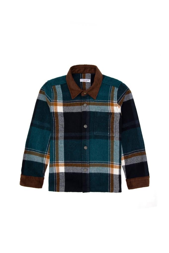 Erkek Çocuk Koyu Yeşil Uzun Kollu Gömlek